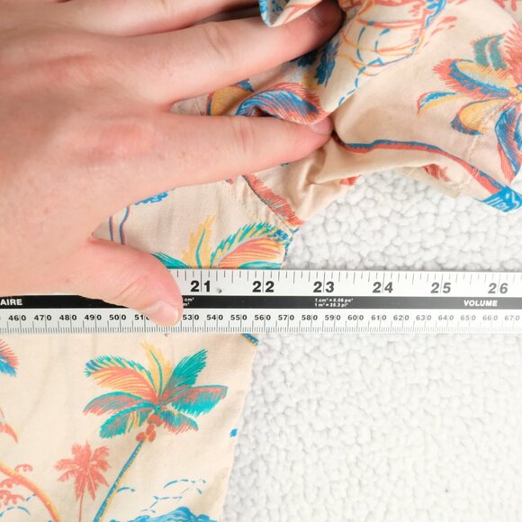 Roark Shirt Mens Medium Tan Blue Hawaiian Camp Button Up Palm Tree 100% Cotton - Picture 5 of 8